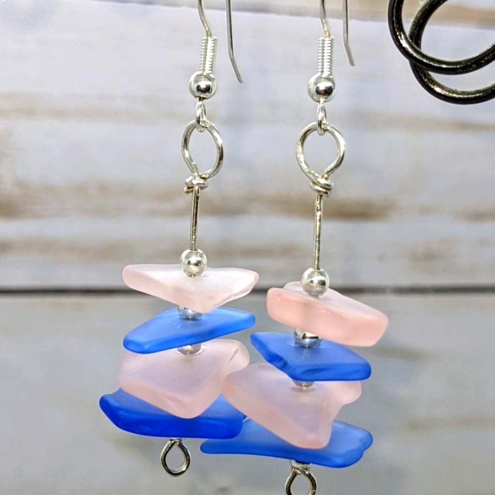 Beach Glass Earrings beautifully made with Sterling Silver.